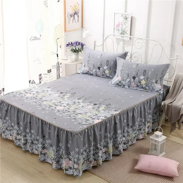 Bed Skirt Cotton Bedspread Set Embroidery Bed Dress Pillow Cases 3 Pieces/Set For King/Queen Double 1.5/1.8/2M Sheet Cover 3PCS