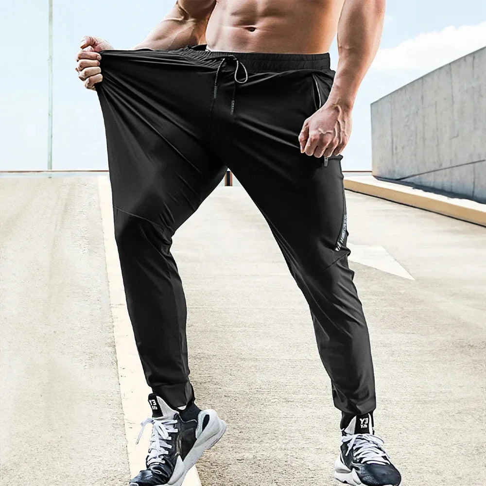 Summer Stretch Sweatpants Men's Casual Pants Elastic Waist Jogging Training Pants Outdoor Running Fitness Breathable Pants