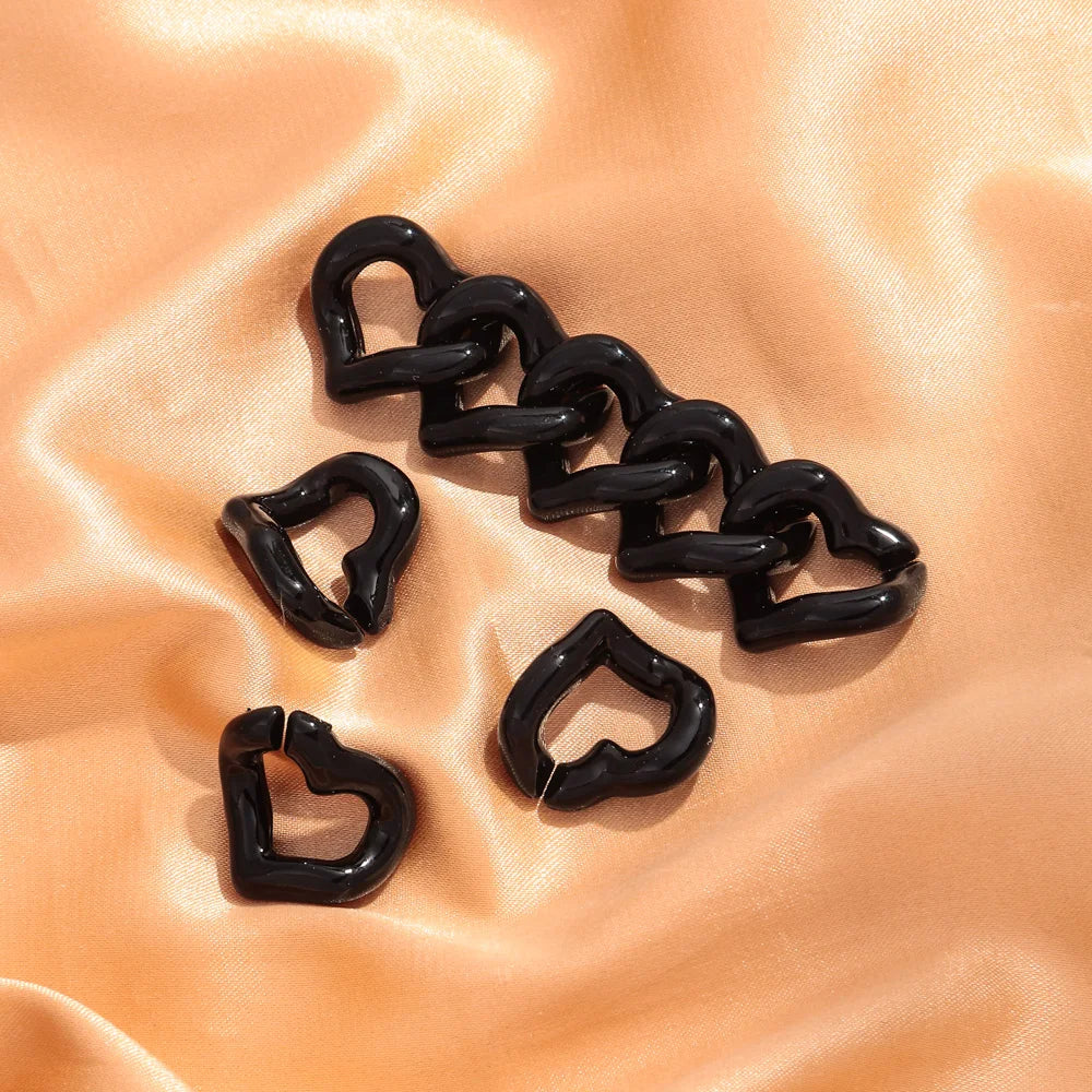 30pcs Metallic Color Acrylic 21x19MM Love Heart Link Chain Beads for Bracelet Necklace Earrings Making DIY Jewelry Accessories