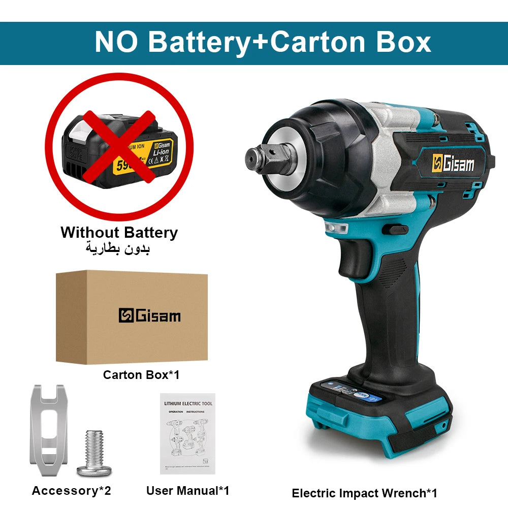 1800N.M Torque Brushless Electric Impact Sepana 1/2 inci Bateri Litium-Ion Alat Kuasa Sepana Tanpa Kord untuk Makita Bateri 18V