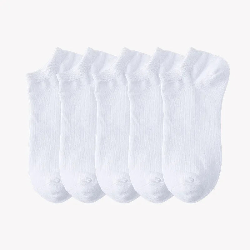 5 Pairs Unisex Socks Low Cut Breathable Business Boat Sock Solid Color Comfortable Ankle Casual White Black Summer Men Business