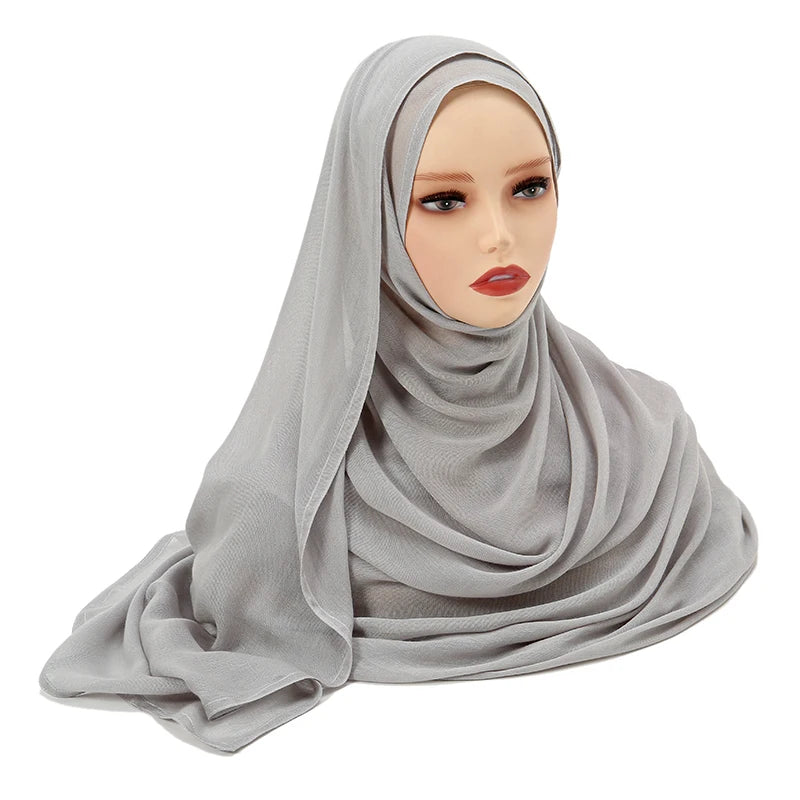Tudung Muslimah untuk Wanita Selendang Nipis Polos Selendang Femme Musulman Lembut Viscose Rayon Tudung Kepala Serban Islami 200x85cm