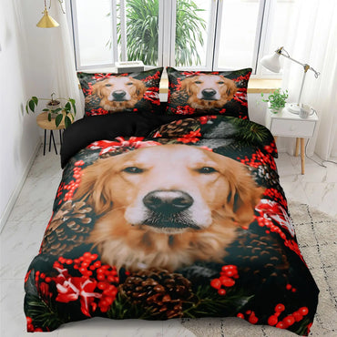 3PCS Multicolor Duvet Cover Peralatan Tempat Tidur Sarung Selimut Malam Set Katil Corak Krismas Set Selimut Gentian Poliester Lembut