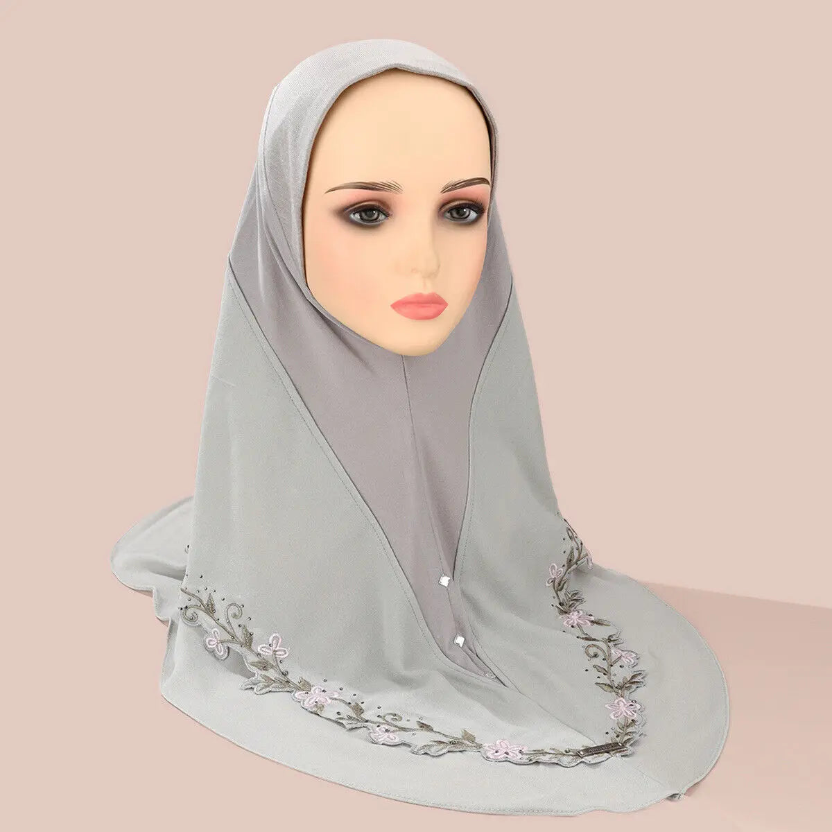 Malaysia Embroidery Floral 2 Layer Hijab Instant Muslim Wear Direct Selendang Islamik Tudung Arab Turban