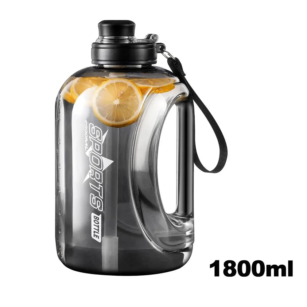 1pc Half Gallon Water Bottle 1.8L 2.8 L Large Water Bottle with Straw and Portable Handle Strap Gym Water Bottle for Sports