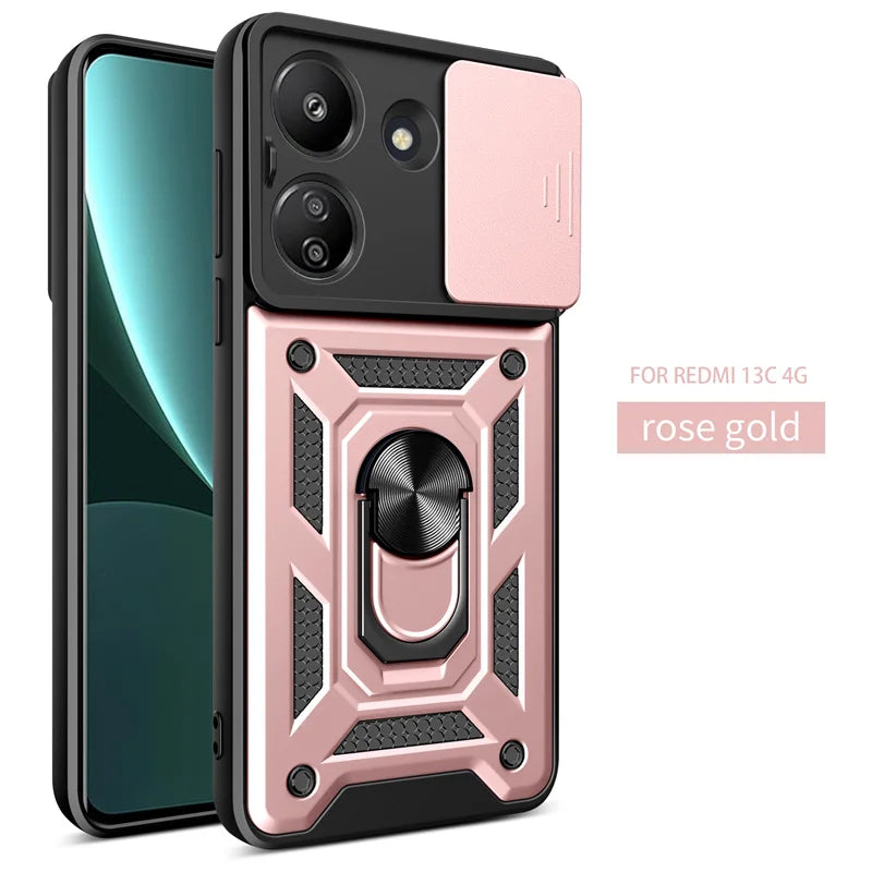 For Xiaomi Redmi 13C 4G Case Car Magnetic Ring Holder Armor Back Cover for Redmi13C Redmy Radmi 13C 13 C C13 4G Phone Cases