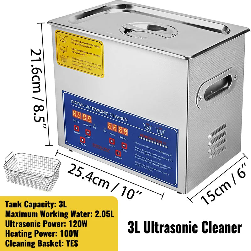 VEVOR 1.3L 2L 3L 6L 10L 15L 22L 30L Pembersih Ultrasonik Lave-Pinggan Pinggan Mudah Alih Mesin Basuh Pencuci Pecah Ultrasound Peralatan Rumah