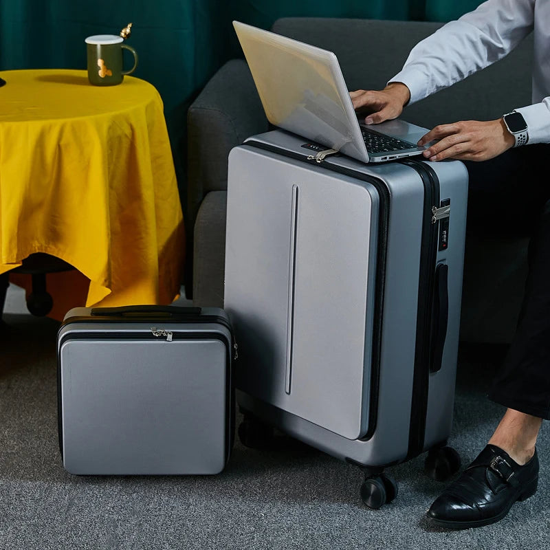 Bagasi Bergolek 20"24" inci BARU dengan Beg Komputer Riba Sarung Beg Perjalanan Perniagaan Lelaki Troli Roda Universal Kotak PC Troli Bagasi