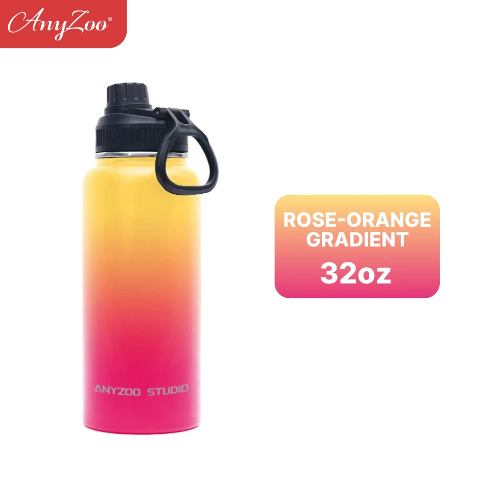 Botol air keluli tahan karat 32oz dengan kapasiti besar untuk mengekalkan panas dan sejuk, sesuai untuk perjalanan dan sukan, kelalang vakum yang kuat
