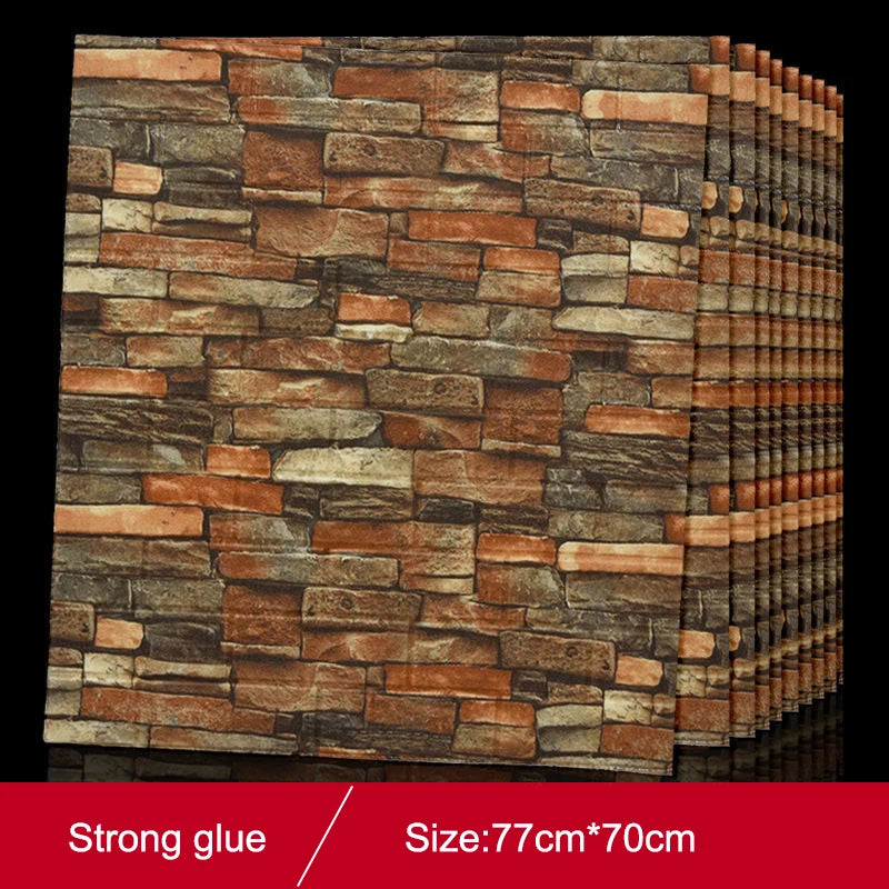 1/5/10Pcs77*70CMBrick Wall Stickers Decor Self-Adhesive Waterproof Wallpaper For Kids Room Bedroom 3D Wall Sticker Brick decor