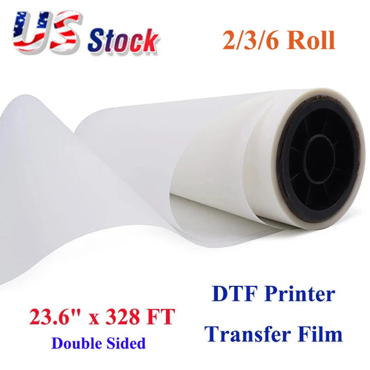 CALCA 23.6" x 328 FT DTF Transfer Film Double Sided Wholesale Premium Roll for Printer Powder Shaker Direct to Hot Peel Film