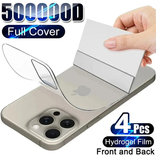 4Pcs Hydrogel Film for iPhone 14 13 12 11 15 Pro Max Mini 7 8 15Plus Screen Protector for iPhone XR X XS MAX Back Film Not Glass