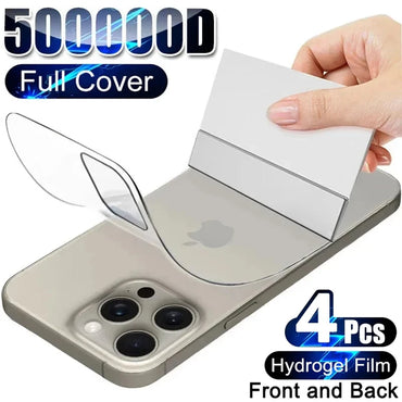 4Pcs Hydrogel Film for iPhone 14 13 12 11 15 Pro Max Mini 7 8 15Plus Screen Protector for iPhone XR X XS MAX Back Film Not Glass