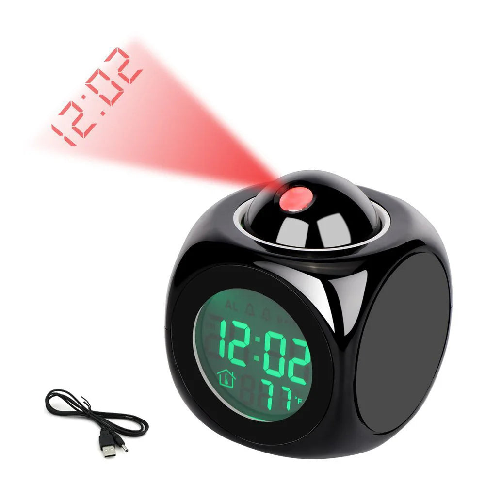 Projection Alarm Clock Ceiling Display Snooze Desk Table Clock Voice Multifunction Digital Projection Clock Temperature Display