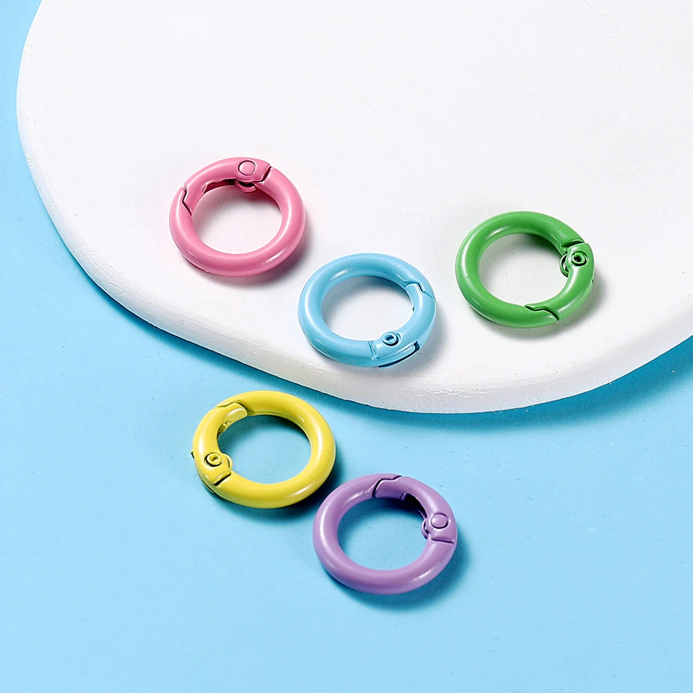 5Pcs/Lot 21 Colors Metal O Ring Spring Clasp Openable Round Carabiner Keychain Clips Hook Dog Chain DIY Jewelry Buckle Connector