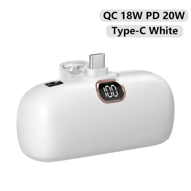 Bank Kuasa Mini 5000mAh Power Bank QC PD Pengecasan Pantas untuk iPhone 15 14 13 Bateri Kuasa Mudah Alih Kecemasan Luaran Untuk Xiaomi