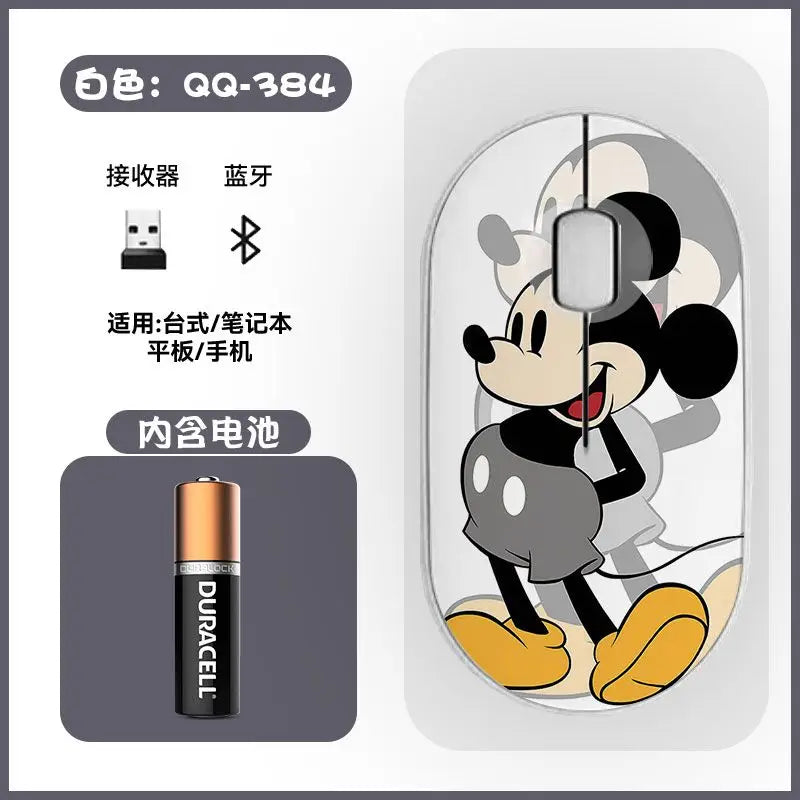 Disney Kawaii Mickey Mouse dan Minnie Wireless Bluetooth Mouse Kartun Comel USB Bluetooth Dual Mode Laptop Rumah Super Senyap