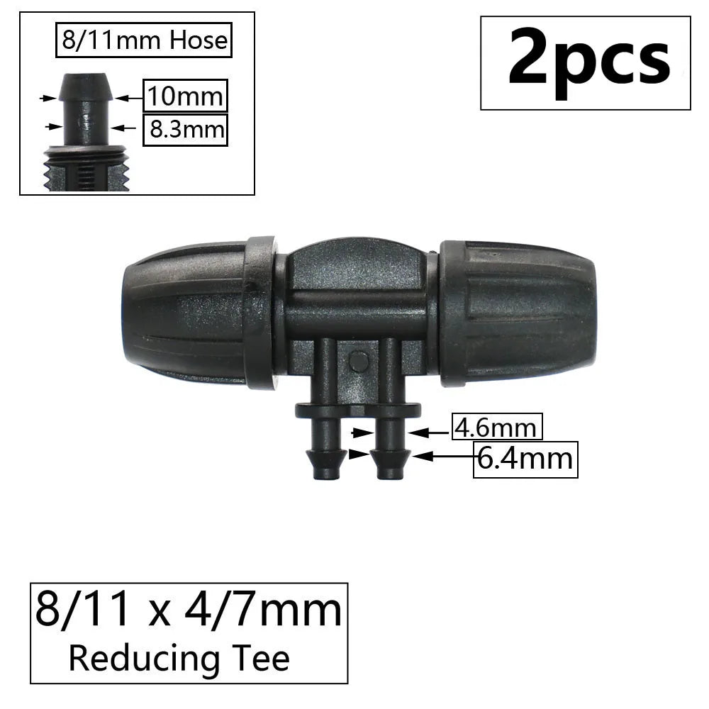 3/8" 8mm Penyambung Hos Taman 8/11 Hingga 4/7 3/5mm Pengurangan Hos Pemisah Air Tee Siku Hujung Palam Titisan Sistem Pengairan