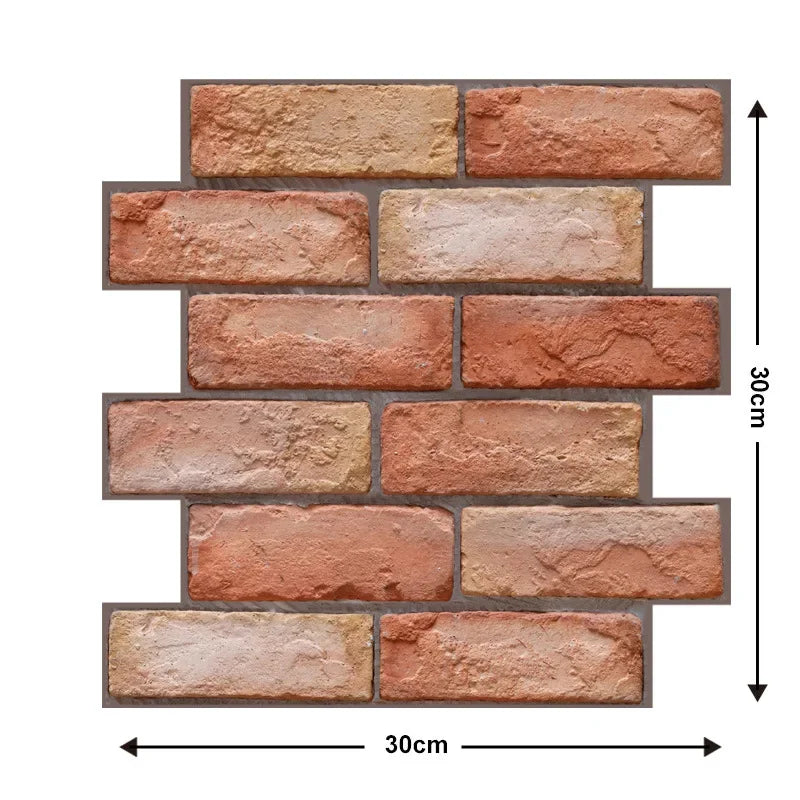 10 Keping Pelekat Dinding Pelekat Diri 3D 30x30cm Kertas Dinding PVC Kalis Air Mural Seni Dinding Boleh Alih untuk Hiasan Ruang Tamu Rumah DIY