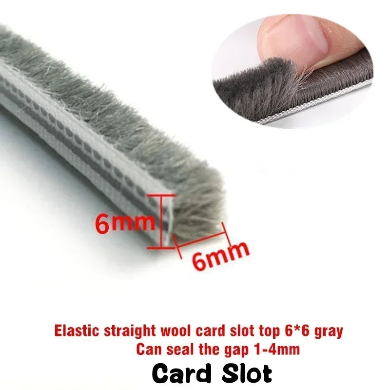 10M Sealing Brush Strip Aluminium Alloy Door Window Soundproof Weather Stripping Seal for Dustproof Groove Gap Filler Blocker