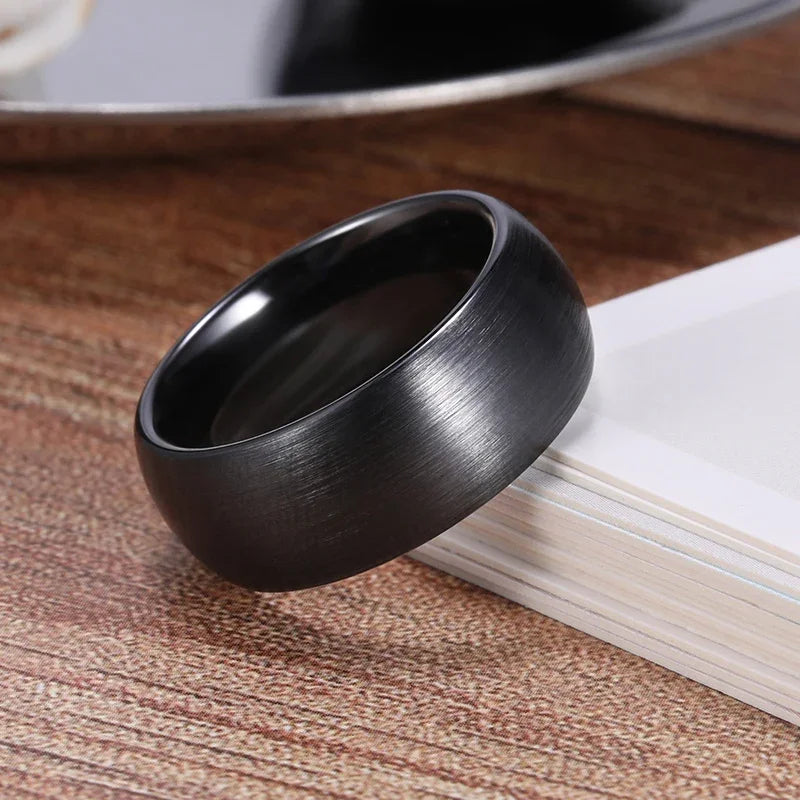 Kolmnsta Ceramic Brushed Black Ring For Men Women 4mm 6mm 8mm Wide Male Wedding Ring Matte anillos mujer Plus Size 4 to Size 14