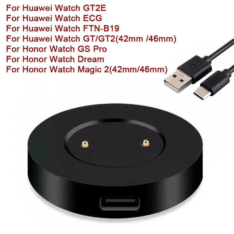 Jam Tangan Pintar Pangkalan Kabel Pengecasan Pantas untuk Jam Tangan Huawei GT2 GT GT2e Honor Watch Magic 2 GS Pro Portable Smart Watch Charger Dok
