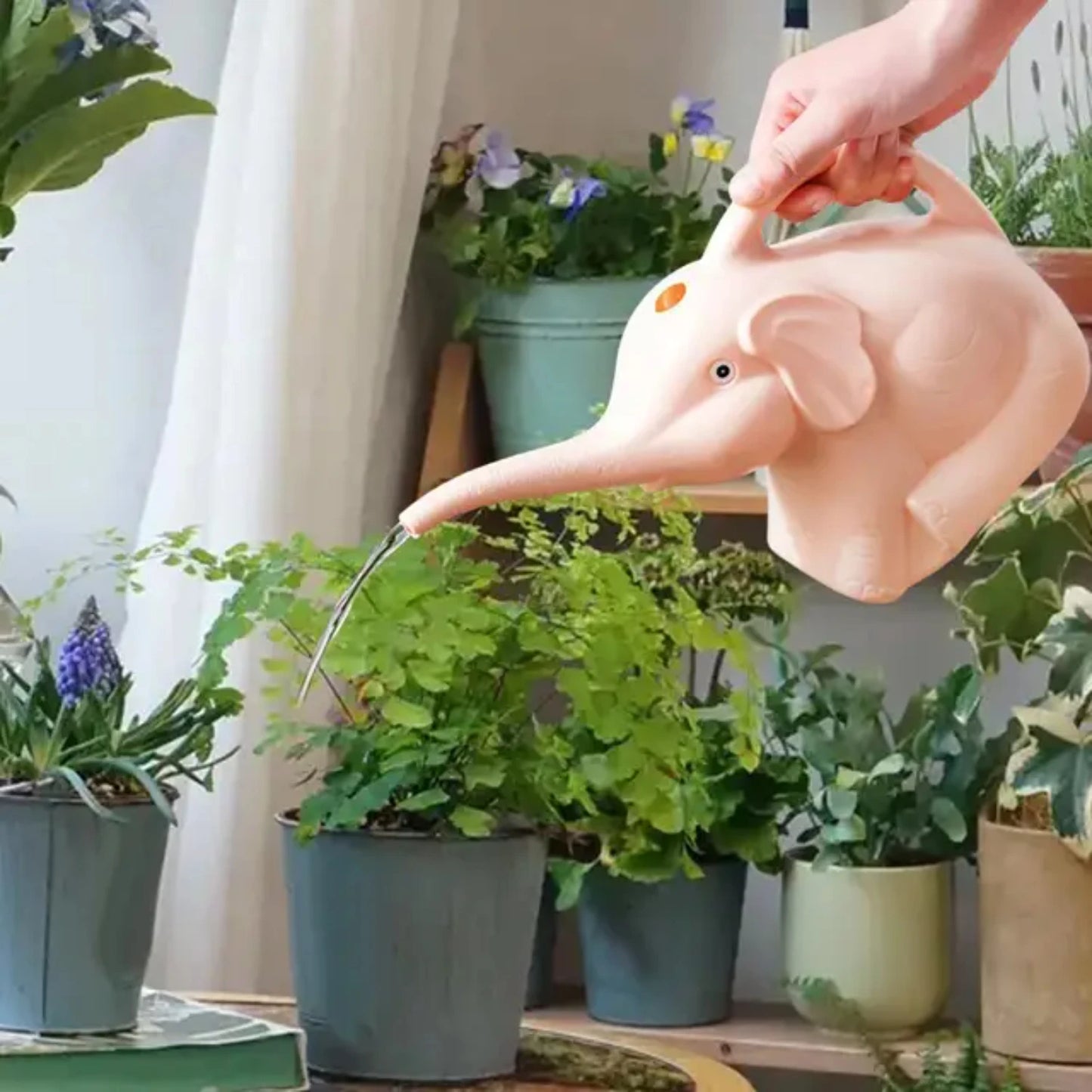 2 Liters PP Elephant Watering Can Plants Watering Pot 11.8x4.7x7inch Gardening Tool Garden Flower