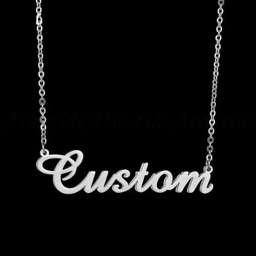 Atoztide Customized Fashion Stainless Steel Name Necklace Personalized Letter Gold Color Choker Necklace Pendant Nameplate Gift