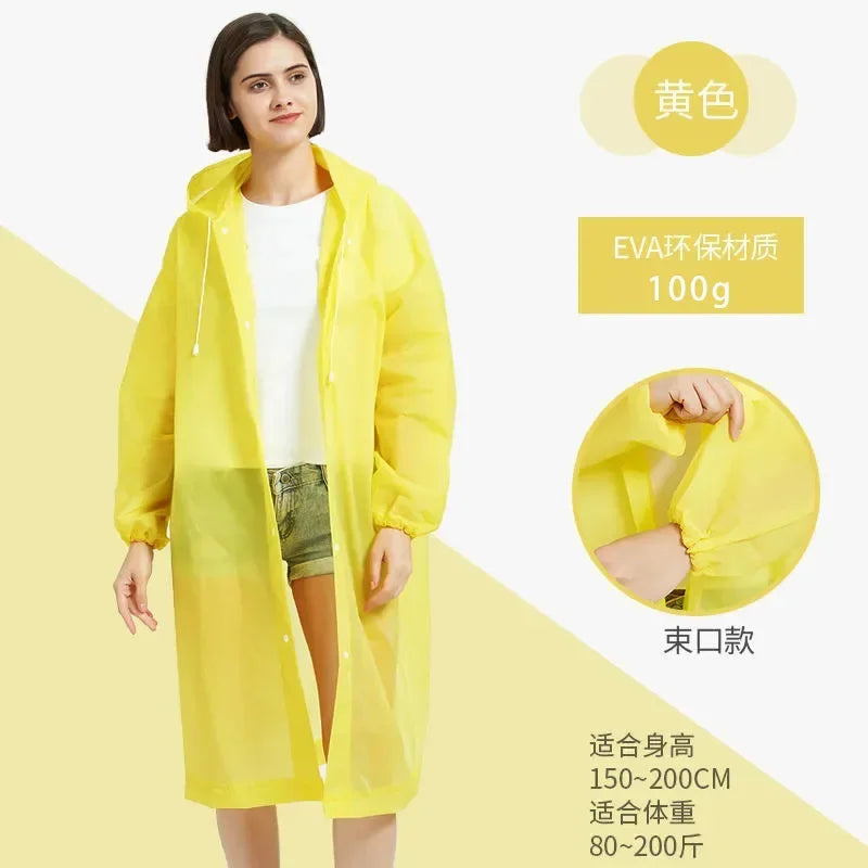 Adult Child Thickened Raincoat Women and Men Rain Coat Transparent Rainwear Conjoined Long Travel Hiking Plastic Rain Coat
