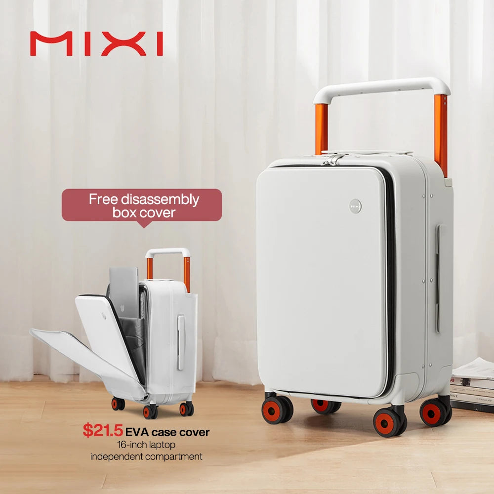 Mixi 2023 Rekaan Baharu Beg Tangan Lebar Lelaki Membawa Bagasi Sarung Troli Perjalanan Wanita 20 Inci Kabin PC Bingkai Aluminium M9275