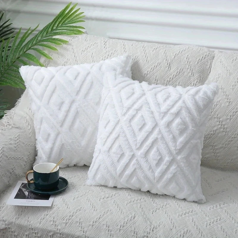 Moden Simple Rhombus Jacquard Mewah Sarung Bantal Bantal SofaBantal Gaya Nordic Pinggang Pejabat Kusyen Tepi Katil Bantal Bantal Kereta