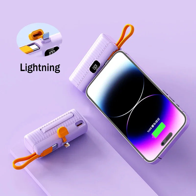 Bank Kuasa Xiaomi 30000 mAh Poket Mudah Alih Kompak Kabel Terbina dalam Power Bank Dua Hala Serasi Pengecasan Cepat iPhone Samsung