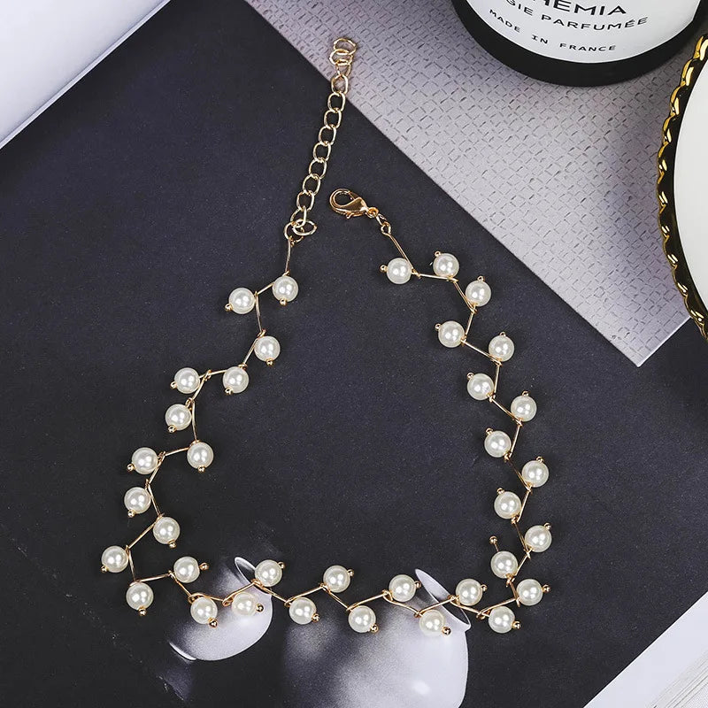 Imitation Pearl Choker Fairy Women Necklaces Korean Fashion Pearl Pendants Collar Trend Neck Jewelry Party Neck Decoration