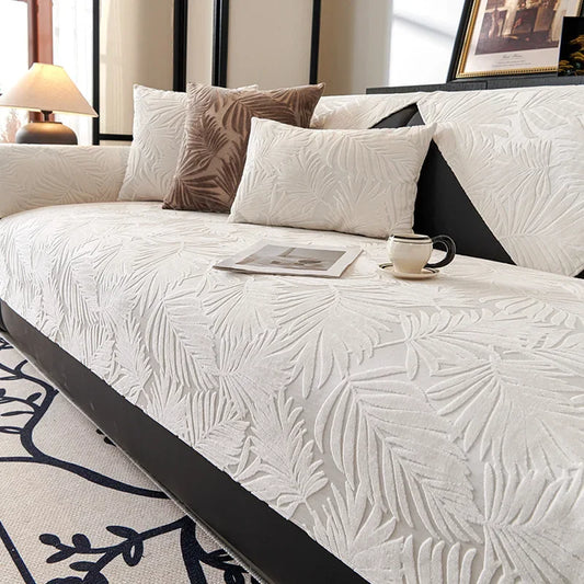Sarung Sofa Jacquard untuk Hotel Rumah Lembut Tidak Licin Tikar Kusyen Sofa Tebal Corak Daun Tuala Sofa Mewah Hiasan Pelamin Rumah Baharu 쇼파패드