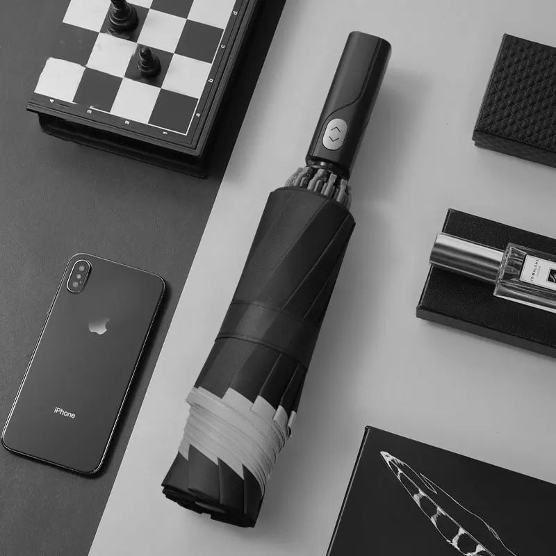 Portable Automatic Umbrella Male Folding Rain Women WindResistant Umbrellas Business Reflective Stripe Gift Sun Reverse Umbrella