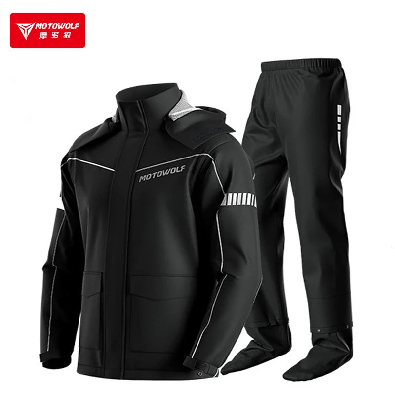 Motorcycle Rainsuit Waterproof Split Raincoat Suit Cycling Motorbike Jacket and Pants Lightweight Foldable Windproof Reflective