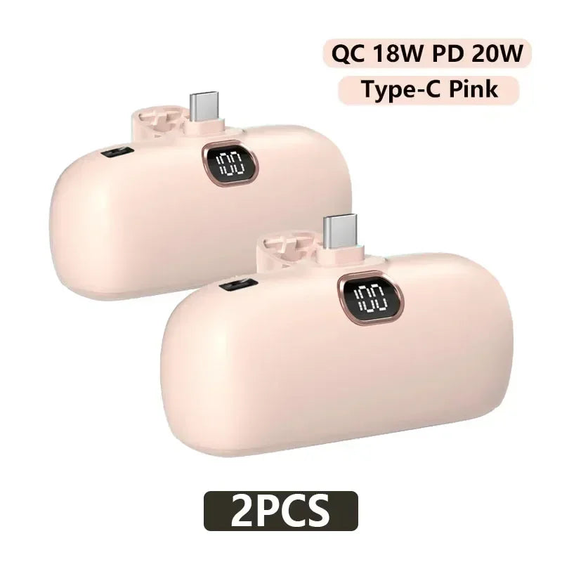 Bank Kuasa Mini 5000mAh Power Bank QC PD Pengecasan Pantas untuk iPhone 15 14 13 Bateri Kuasa Mudah Alih Kecemasan Luaran Untuk Xiaomi
