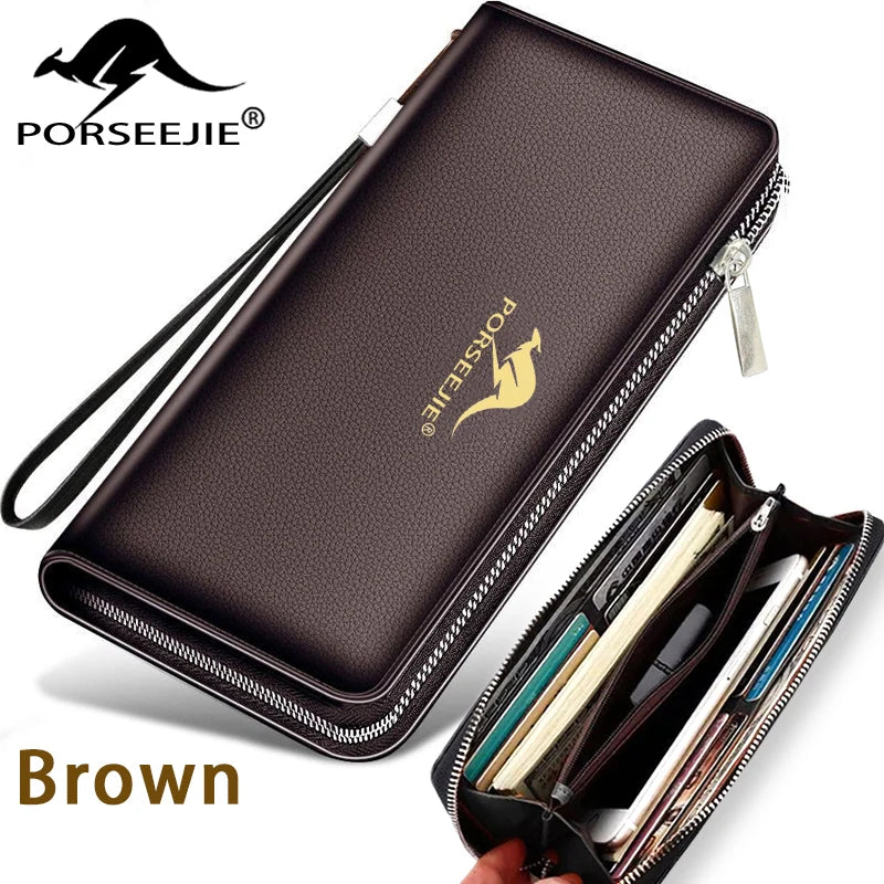 Men's wallets, classic long card holders, men's wallets, large capacity wallets, zipper coin wallets, men's retro long wallets