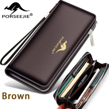 Men's wallets, classic long card holders, men's wallets, large capacity wallets, zipper coin wallets, men's retro long wallets