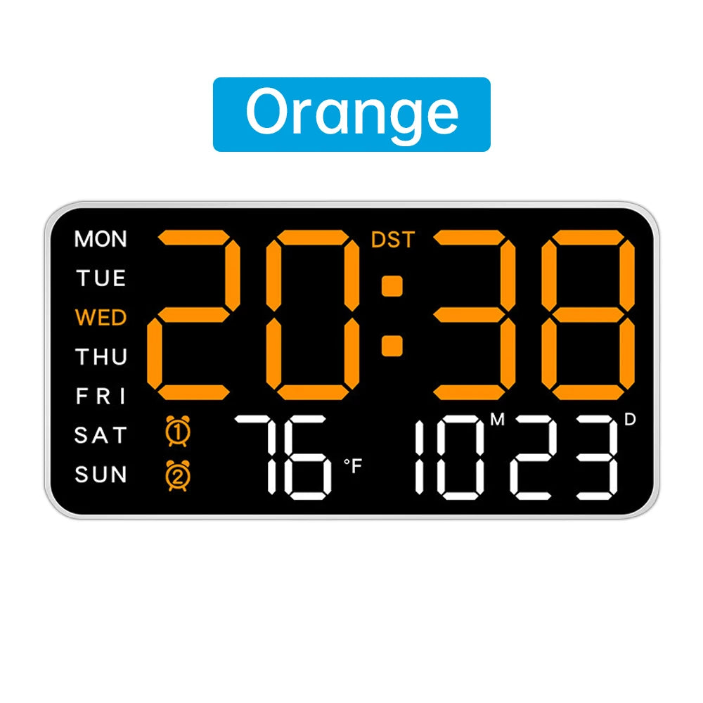 Large Digital Wall Clock Temp Week Date Display Hanging Clock Auto Dimmer Table Clock 12/24H Electronic LED Alarm Clock 벽시계