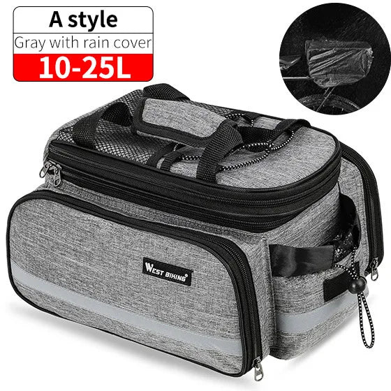 WEST BIKING Waterproof Bicycle Saddle Bag 20L Large Capacity Tail Rear 3 in 1 Trunk Bag Road Mountain Luggage Carrier Bike Bags