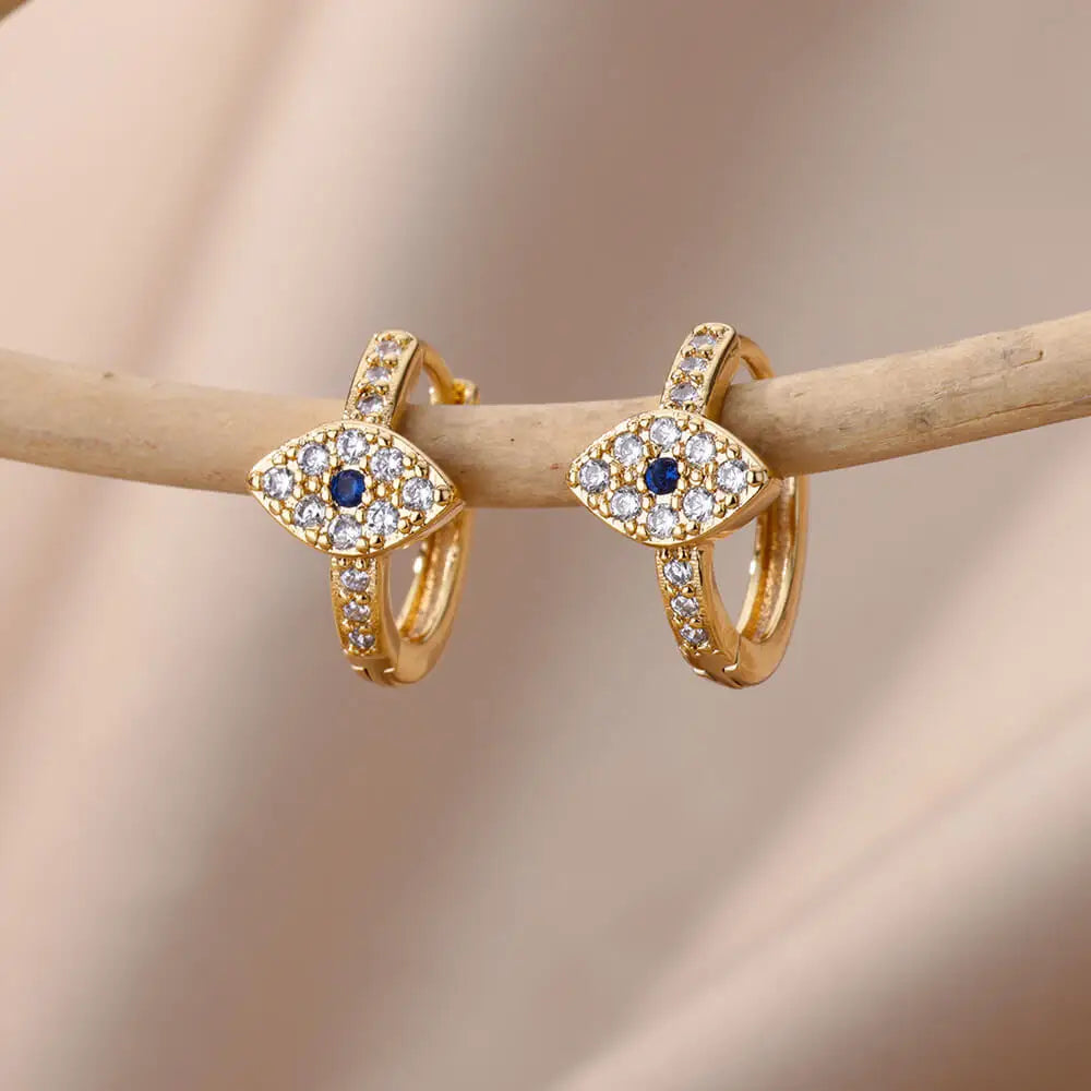 Fashion Zircon Circle Drop Earring For Women Stainless Steel Gold Color Round Pendant Dangle Earring Jewelry Gift Brincos Bijoux