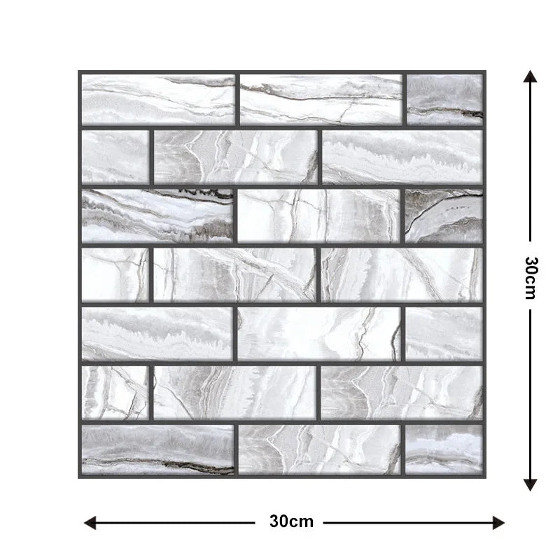 10 Keping Pelekat Dinding Pelekat Diri 3D 30x30cm Kertas Dinding PVC Kalis Air Mural Seni Dinding Boleh Alih untuk Hiasan Ruang Tamu Rumah DIY