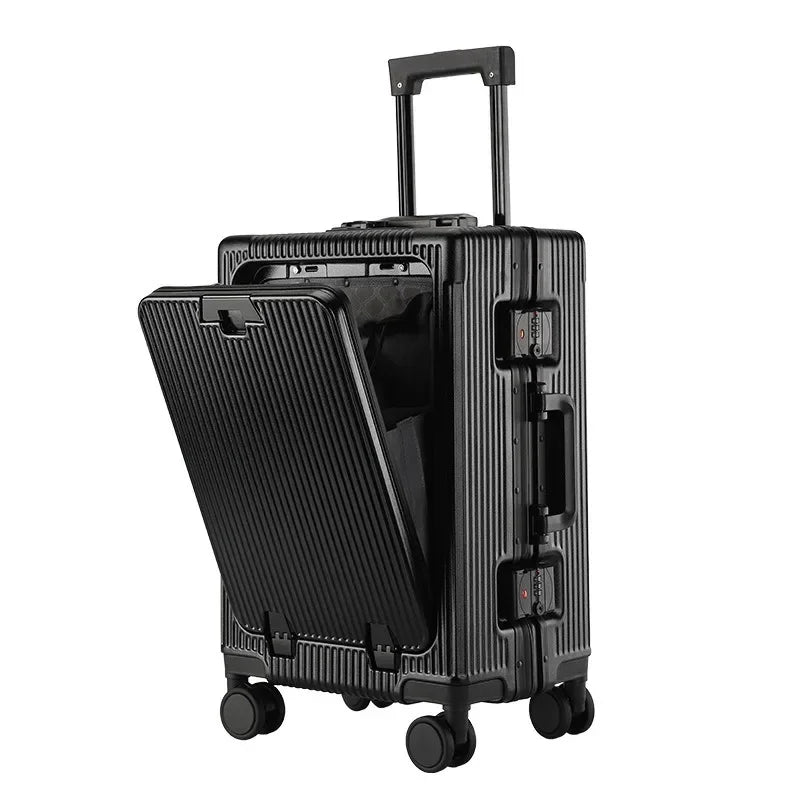 20/22/24/26/28'' Rolling Luggage Laptop Front Open Poket Case Aluminium Frame Travel Troli Beg Beg Kabin Membawa Beg Bagasi