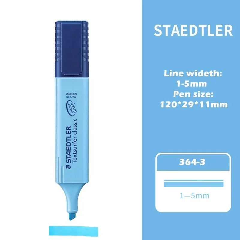 1pcs STAEDTLER 364 Color Highlighter Pen 1-5mm Seni Klasik Penanda Titik Pelapik Kertas Serlah Lukisan Faks A6110