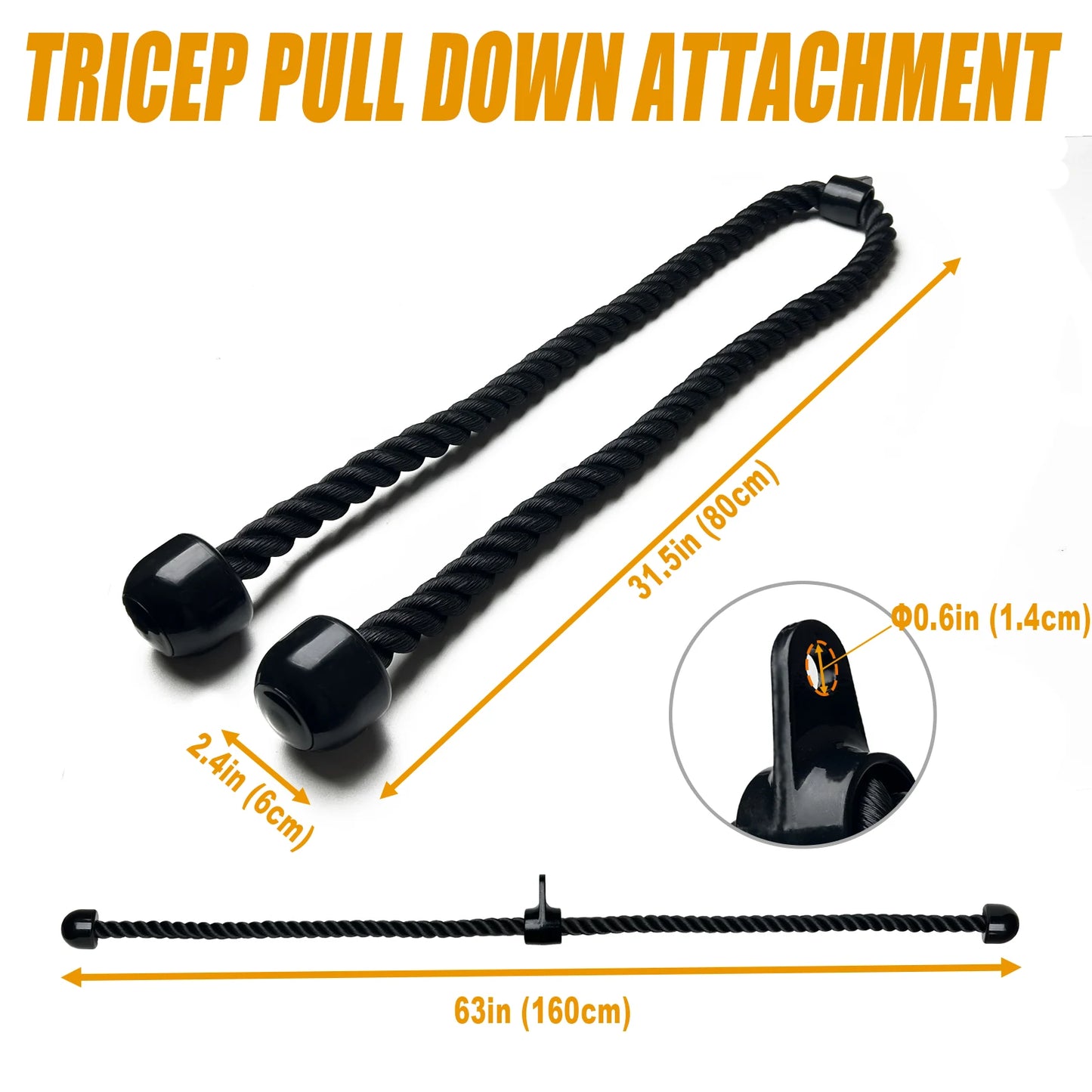 1pc Long Tricep Rope, Pull Down Machine Attachment 120/150/180cmLength For Strength Training Muscle Exercise