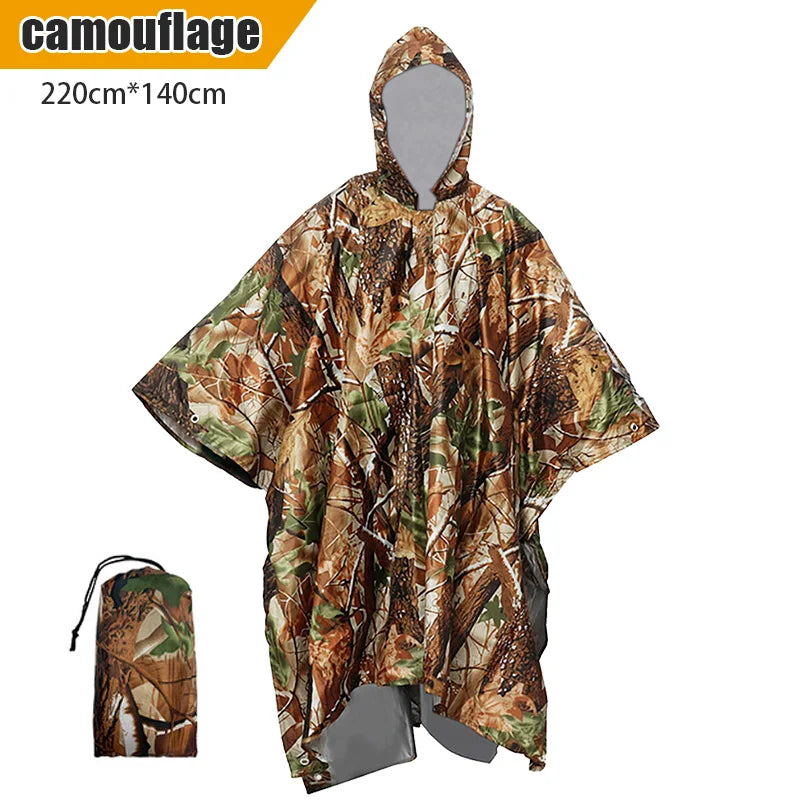 Baju Hujan Pelbagai Fungsi 3 dalam 1 Penutup Ponco Hujan Kalis Air Pakaian Perkhemahan Luar Khemah Perlindungan Kecemasan Tentera Baju Hujan Kecemasan