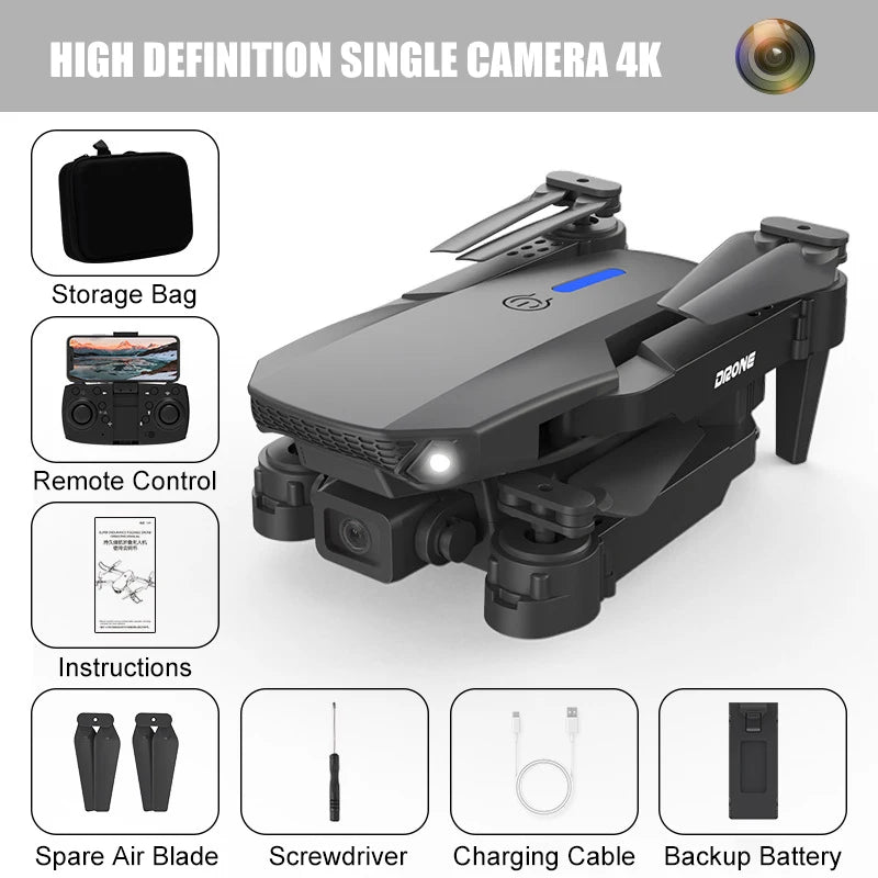 Dron E88 Baharu 4K Dron dengan Kamera Dwi Kamera RC 360° Pengelakan Halangan Dron Kedudukan Aliran Optik Dron Profesional
