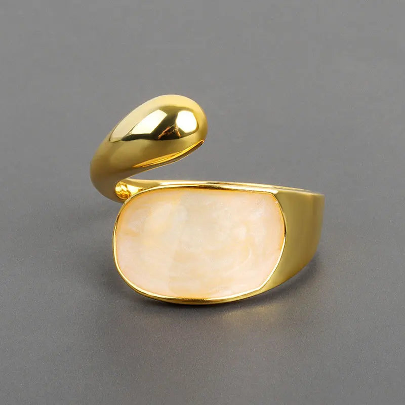 LATS New Design Starfish Pearl Ring Shape Gold Color Adjustable Rings For Women Korean Fashion Jewelry Party Luxury Accessory