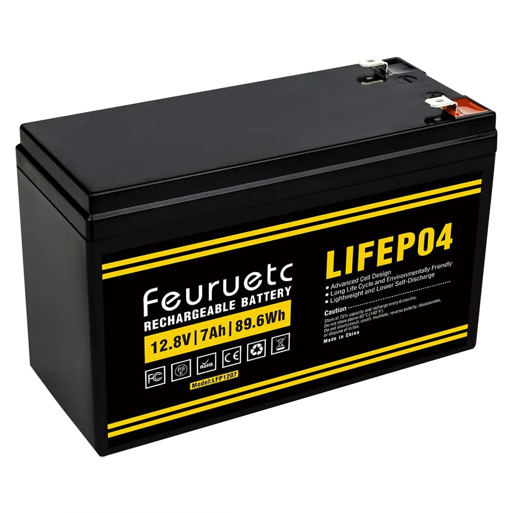 1-2PCS 12V 7Ah LiFePO4 Lithium Iron Battery,2000+ Deep Cycle Rechargeable Battery, Built-in BMS for Solar Powar, Lighting